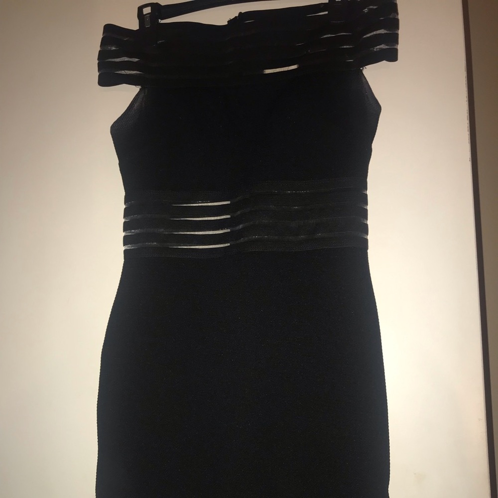 Off Shoulder Stripe Mesh Sexy Bodycon Dress